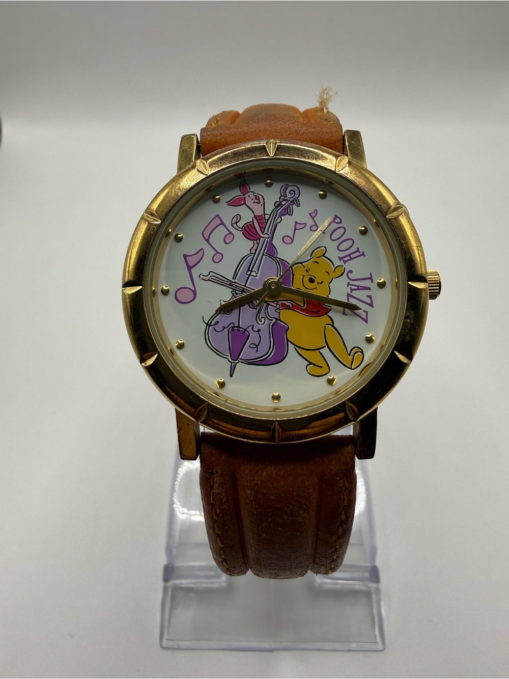 Timex Winnie The Pooh Piglet Jazz Women Brown Leather 34mm Watch (New Battery)